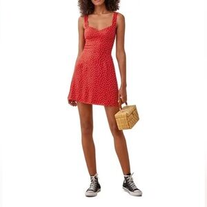Reformation Red polka dot mini dress US 2